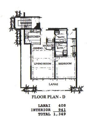 Floor Plan for TIO 101 - One Bedroom, Two Bath, Ground Floor, Ocean Front